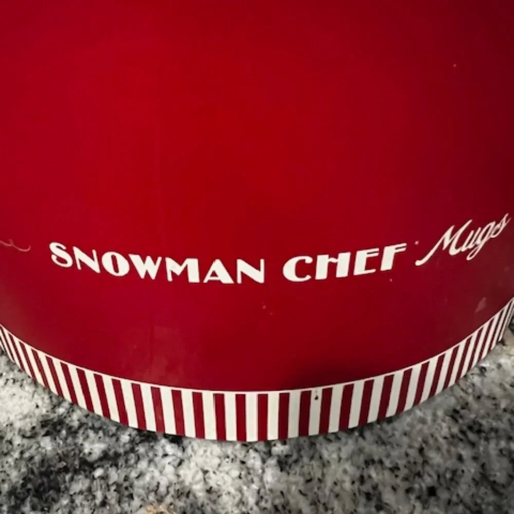 4 Williams Sonoma Snowman Chef Mugs, retired holiday pattern snowman chefs & box